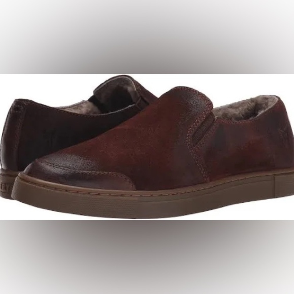 Frye Gemma burgundy Suede Shearling lined slip on